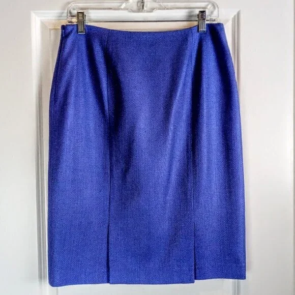 Vintage Kay Unger Periwinkle Blue Silk Belted Skirt Suit NWT